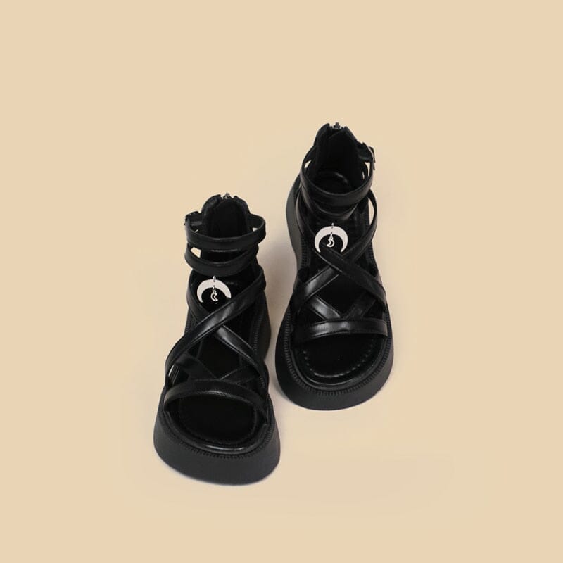 *CLEARANCE* Luna Moon Leather Platform Gladiator Sandals - Women&#39;s 0 Bobo&#39;s House 