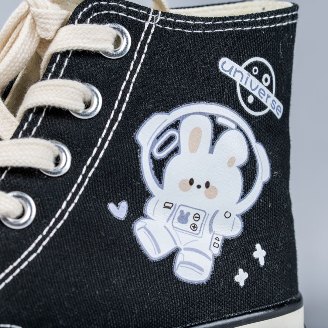 Flying Space Bunny High Top Canvas Shoes - Unisex 0 Bobo&#39;s House 