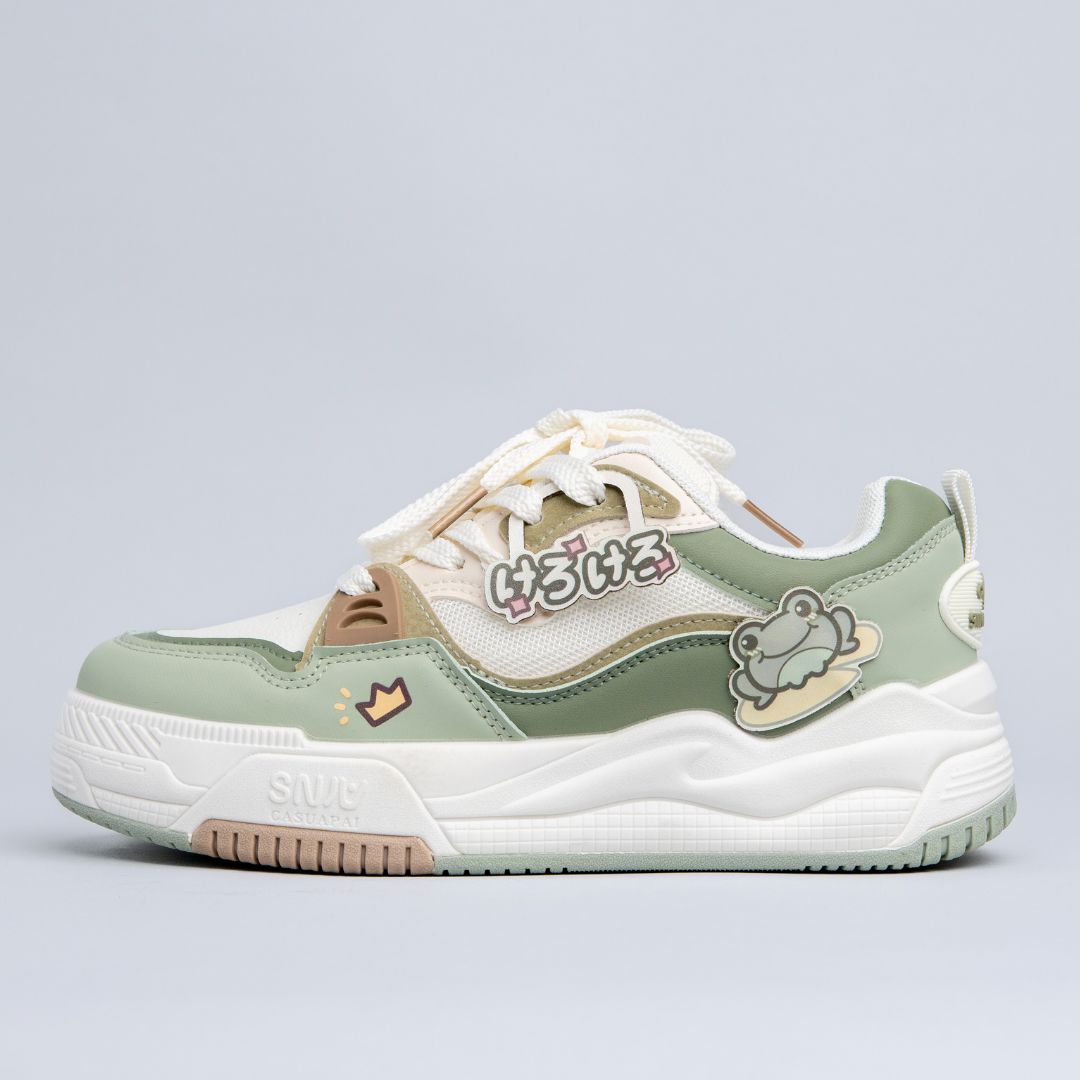 Kawaii Crown Frog Prince Casual Green Shoes - Women's – Bobo's House