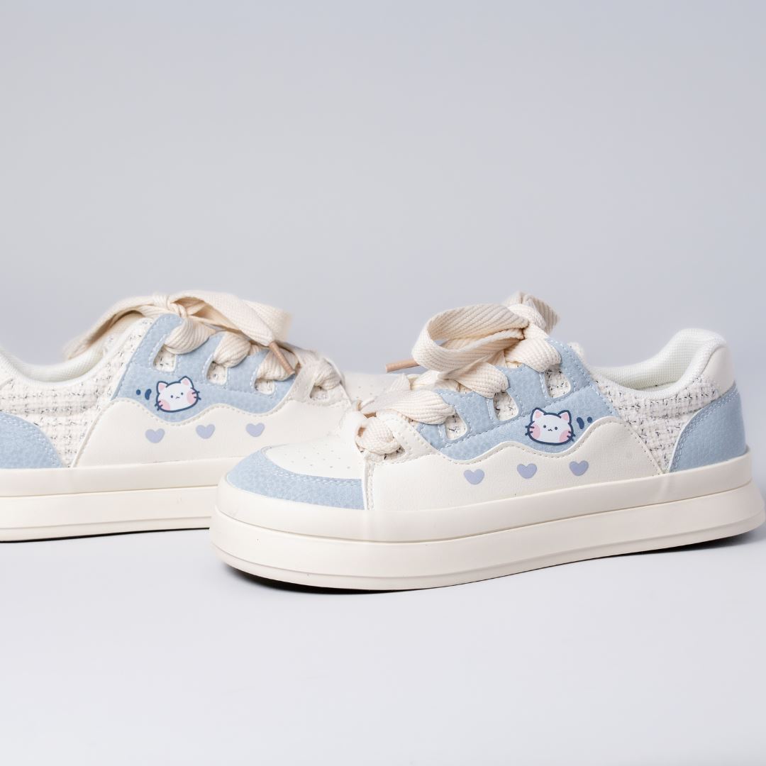 Pretty Pastel Baby Blue Kitty Casual Sneakers - Women&#39;s 0 Bobo&#39;s House 