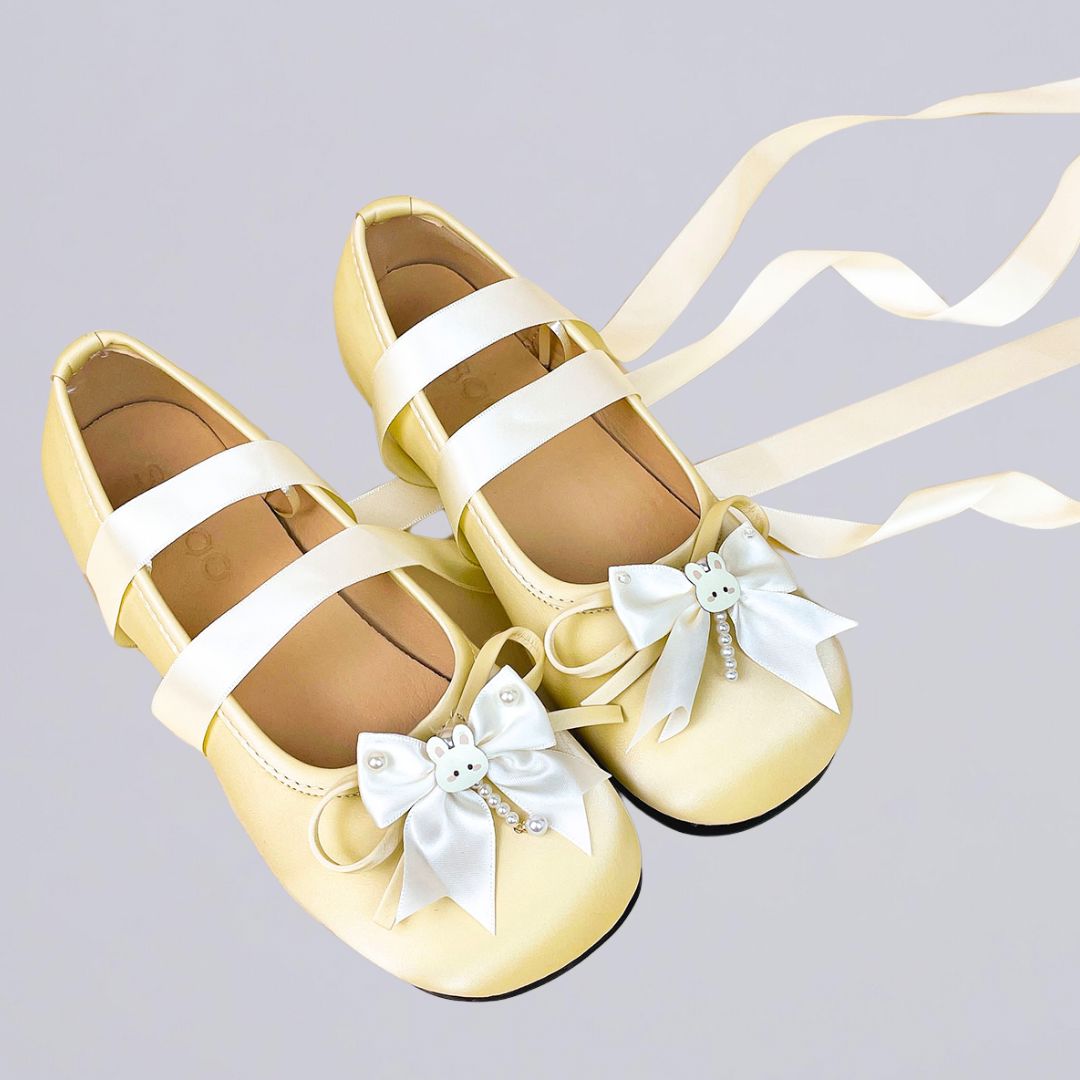 CLEARANCE* Ultra Pretty Butter Yellow Bunny Satin Ribbon Ballet Flats Bobo's House CLEARANCE* Ultra Pretty Butter Yellow Bunny Satin Ribbon Ballet Flats Bobo's House