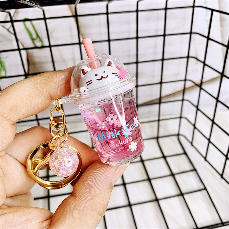 Adorable Kitty Milk Tea Keychain Accessories Bobo&#39;s House Pink 
