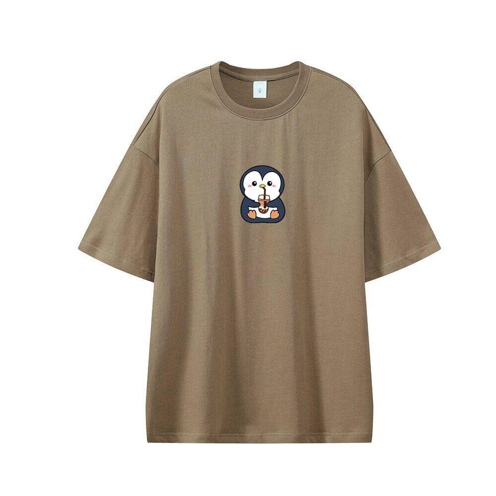 Boba Lovin Penguin Oversized Drop Shoulder T-Shirt 0 Bobo&#39;s House Coffee XS 