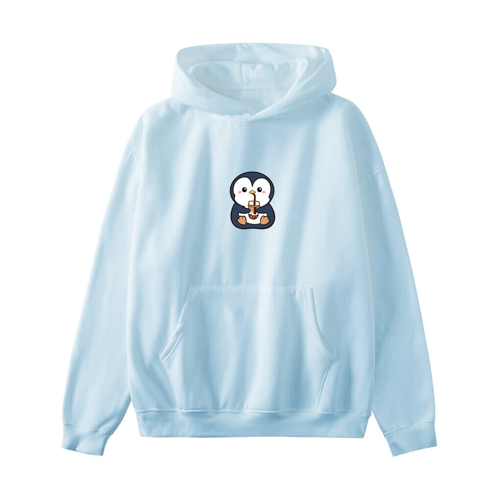 Boba Lovin Penguin Oversized Soft Hoodies 0 Bobo&#39;s House Light Blue S 