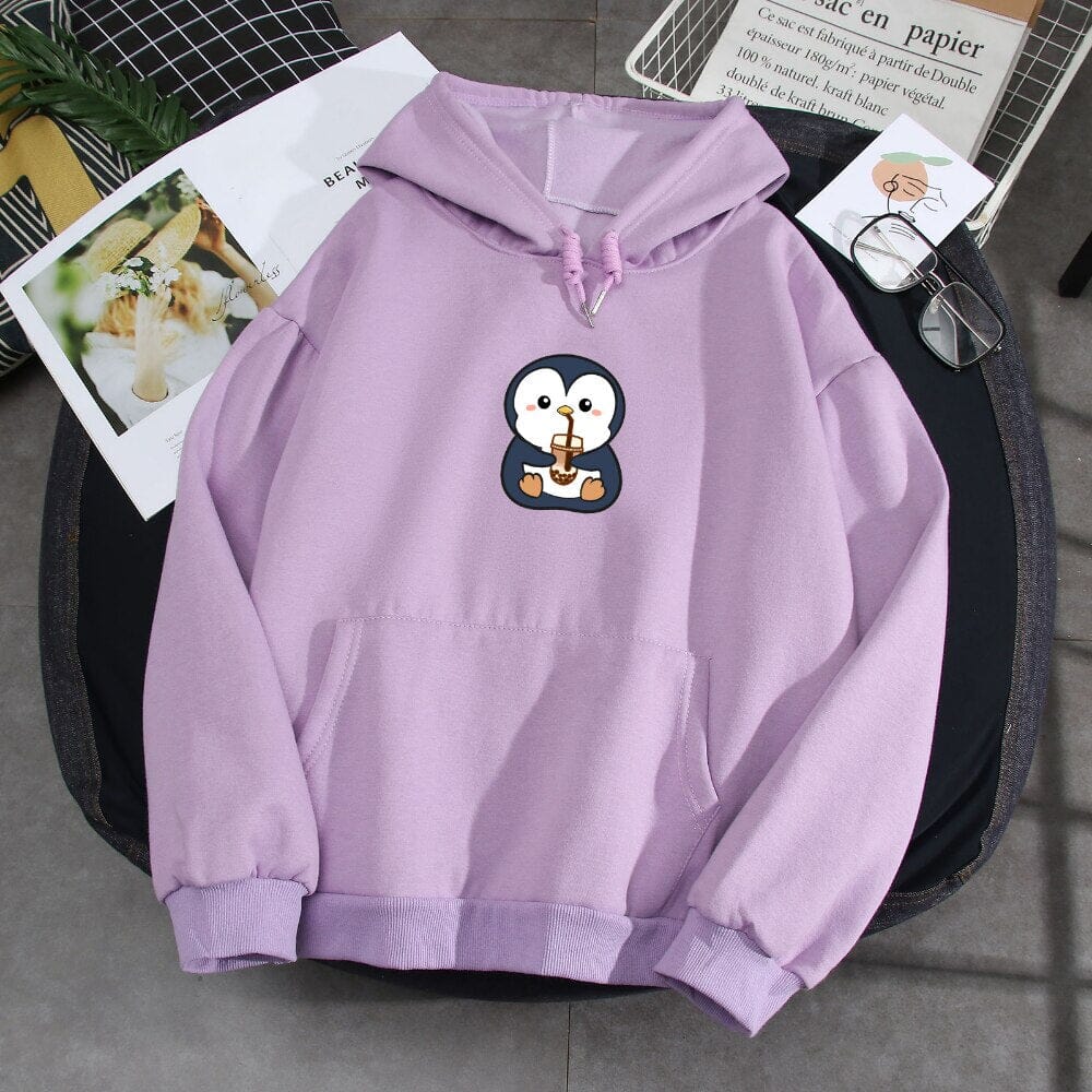 Boba Lovin Penguin Soft Hoodie 0 Bobo&#39;s House Purple S 