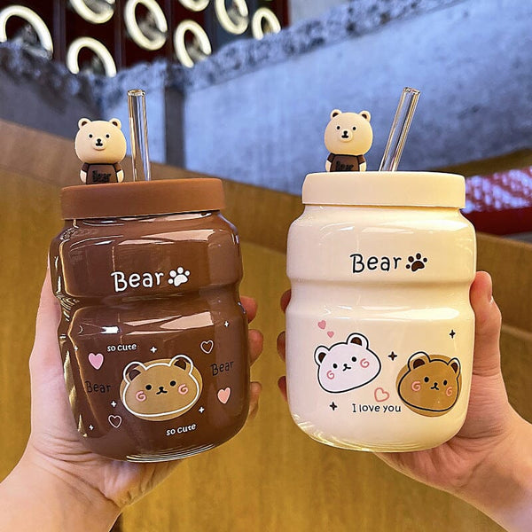 Kawaii Boba Milk Kittea To-Go Glass Cups - 500 ml - Bobo's House