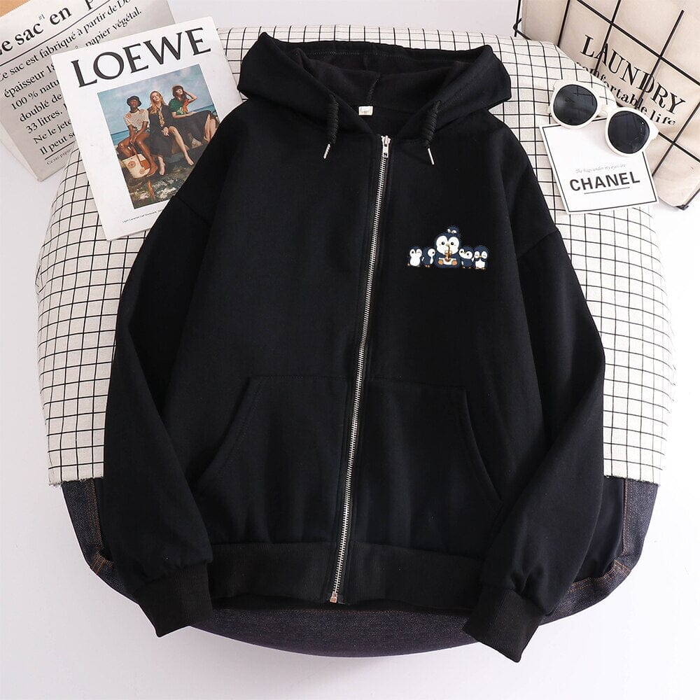 Penguin and Friends Soft Zip-Up Hoodie 0 Bobo&#39;s House 