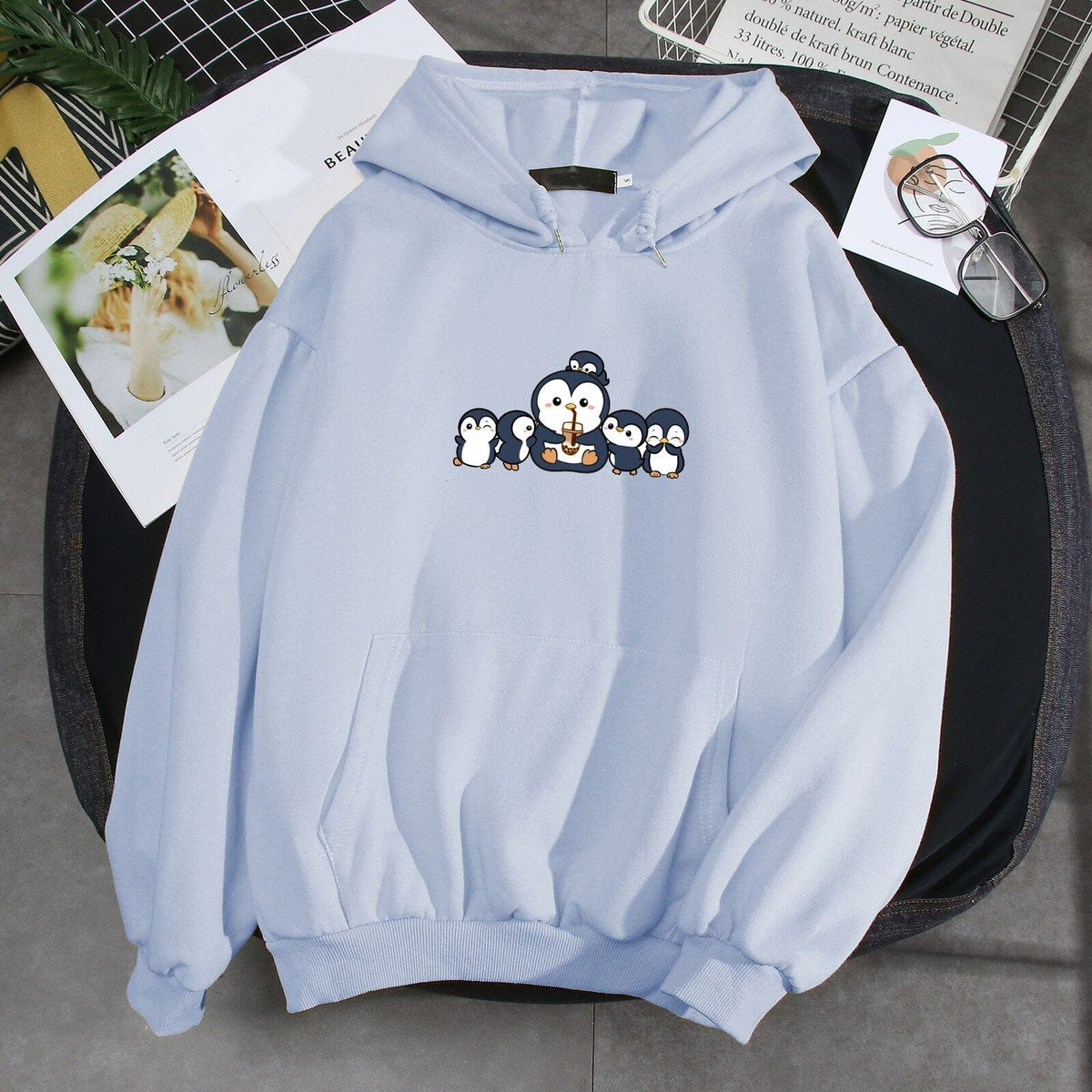 Penguins and Friends Soft Hoodie 0 Bobo&#39;s House Blue S 