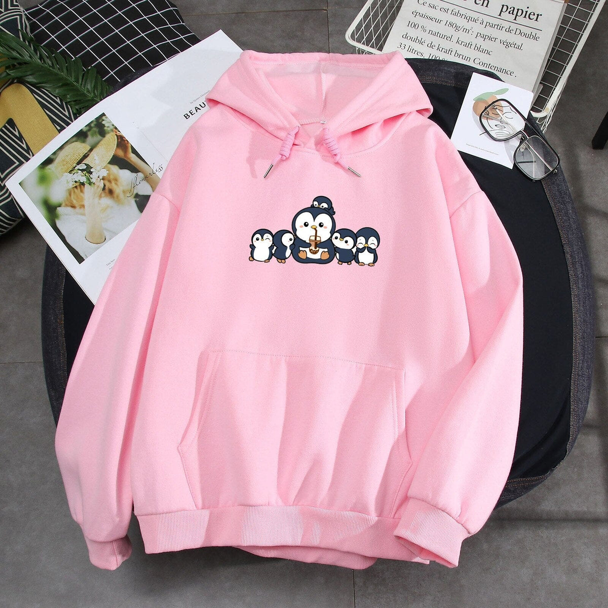 Penguins and Friends Soft Hoodie 0 Bobo&#39;s House Pink S 