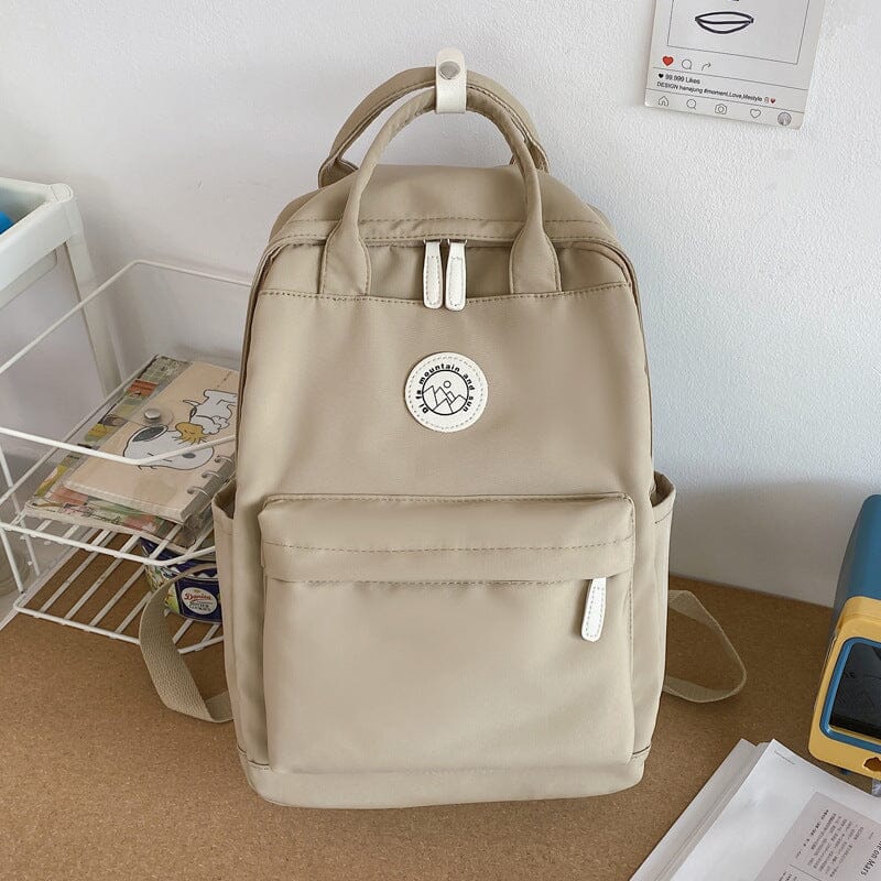 Simple 14-inch Computer Backpack With Design Sense backpack Bobo&#39;s House Khaki 