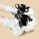 Black Bow Crystal Dark Kawaii Chunky Sneakers – Unisex