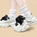 Black Bow Crystal Dark Kawaii Chunky Sneakers – Unisex