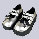 Moonlight Silver Bat Heart Kawaii Chunky Mary Janes – Women's