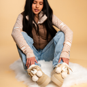 Cozy Bunny Ultra Chunky Beige Mid Top Shoes - Women's