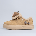 Cozy Sleepy Reindeer Chunky Beige Foldover Shoes - Women's