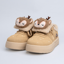 Cozy Sleepy Reindeer Chunky Beige Foldover Shoes - Women's