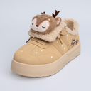 Cozy Sleepy Reindeer Chunky Beige Foldover Shoes - Women's