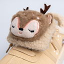 Cozy Sleepy Reindeer Chunky Beige Foldover Shoes - Women's