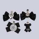 Dark Bear & Button Bow Kawaii Clip Set