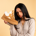 Cozy Kitty Ultra Chunky Brown Mid Top Shoes - Women's