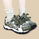 Dark Kawaii Demon Olive Chunky Sneakers - Women's