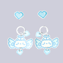 Pixel Blue Bunny Heart Kawaii Charm Set