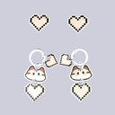 Pixel Cream Cat Heart Kawaii Charm Set