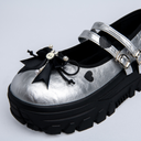 Moonlight Silver Bunny Mary Janes Platform Sneakers - Women's
