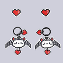 Pixel Kawaii Bat Heart Charm Set