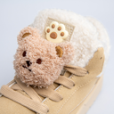 Cozy Fluffy Bear Ultra Chunky Beige Mid Top Shoes - Women's