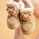 Cozy Fluffy Bear Ultra Chunky Beige Mid Top Shoes - Women's