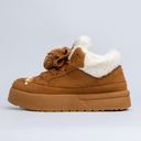 Cozy Fluffy Bear Ultra Chunky Brown Mid Top Shoes - Women's