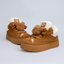 Cozy Fluffy Bear Ultra Chunky Brown Mid Top Shoes - Women's