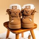 Cozy Fluffy Bear Ultra Chunky Brown Mid Top Shoes - Women's