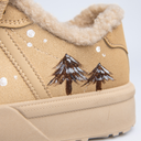 Cozy Sleepy Reindeer Chunky Beige Foldover Shoes - Women's
