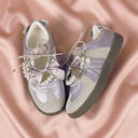 Balletcore Metallic Grey Bow Heart Sneakers - Women's Cat Bobo's House 