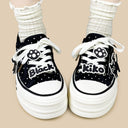 Black Kiko Polka Dot Kawaii Platform Canvas Sneakers – Women's Cat Bobo's House 