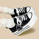 Black Kiko Polka Dot Kawaii Platform Canvas Sneakers – Women's Cat Bobo's House 