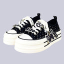 Black Kiko Polka Dot Kawaii Platform Canvas Sneakers – Women's Cat Bobo's House US 5 | EU 35 