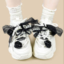 Black Rose Lace Coquette Kawaii Chunky Sneakers – Unisex Floral Bobo's House 