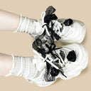 Black Rose Lace Coquette Kawaii Chunky Sneakers – Unisex Floral Bobo's House 