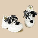 Black Rose Lace Coquette Kawaii Chunky Sneakers – Unisex Floral Bobo's House 