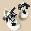 Black Rose Lace Coquette Kawaii Chunky Sneakers – Unisex Floral Bobo's House 