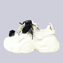 Black Rose Lace Coquette Kawaii Chunky Sneakers – Unisex Floral Bobo's House 
