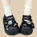 Black Skull Bow Dark Kawaii Chunky Mary Jane – Women's Ghost Bobo's House 