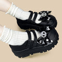 Black Skull Bow Dark Kawaii Chunky Mary Jane – Women's Ghost Bobo's House 