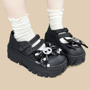 Black Skull Bow Dark Kawaii Chunky Mary Jane – Women's Ghost Bobo's House 