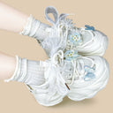 Blue Butterfly Garden Kawaii Chunky Sneakers - Unisex Butterfly Bobo's House 
