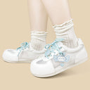 Blue Pixel Cat Charm White Mesh Sneakers – Women’s Cat Bobo's House 