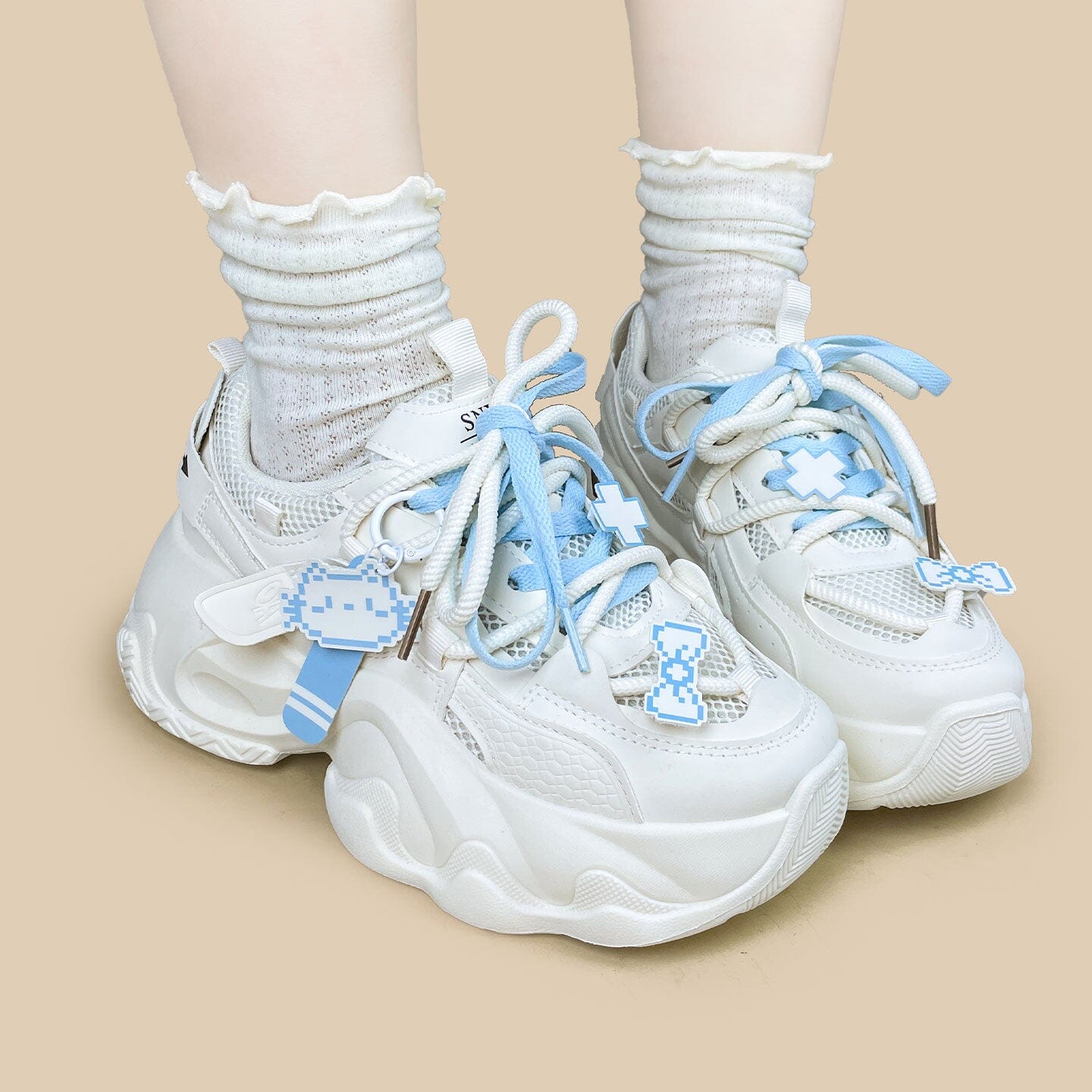 Blue Pixel Cat Cloud Chunky Sneakers - Unisex – Bobo's House